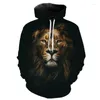 Moletons masculinos com capuz Essence Lion, moletons masculinos e femininos infantis, impressão em 3D, roupas legais de rua, tendência da moda, pulôver