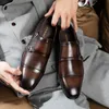 Sapatos sociais de casamento masculino italiano luxo couro genuíno 2023 outono nova moda elegante fivela preta sapatos formais para homens