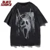 T-shirts pour hommes Hip Hop Streetwear T-Shirt Hommes Harajuku Horror Ghost Face Graphic T-shirt Coton Lavé À Manches Courtes Surdimensionné Hommes J230516