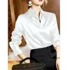 Women's Blouses Spring And Autumn Quality Luxury Elegant Office Button Long Sleeve Shirt Imitation Silk Business Professional Top