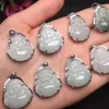 Zertifikat natürliche Jade Buddha Halskette Damen Anhänger Geschenk mit Box Inlay 925 Silber Schmuck Pendants221U