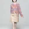 Pulls Femme Tricot Élégant Tops Rendu Perles Fleur Rose-Violet Paresseux Lâche Mohair Pull Femme Pull Bureau Dame Automne