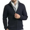 Męskie swetry 2023 MINIKI MĘŻCZYZN Casual Stand Cllar Christmas Knitwear Slim Fited Zippers Cardigans M-3xl AXP29