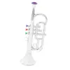 Noise Maker 1 Pcs 34cm Plastic Children Trumpet Horn Wind Instrument with 3 Keys Musical Toy for Kids Party Favor Gift Silver or Gold 230720