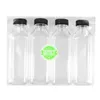 Depolama Şişeleri ukcoco 4pcs Pet Plastik Kapaklı Boş Kaplar Kapaklar İçecek İçecek Şişesi Suyu Kavanozu (Siyah Kapaklar)