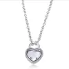 Popular Genuine 100% 925 Sterling Silver Chain Valentine's Day Heart Rhinestone Necklace European Style Luxury DIY Jewelry Gi308O