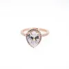 sliver band 18K Rose gold Tear drop CZ Diamond RING with Original Box fit Pandora 925 Silver Wedding Rings Set Engagement Jewelry 2903