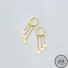 Hoop Huggie 925 Sterling Silver Small Star Tassel Type Pendant Gold Color Plated Earrings Round Circle Earings Fina smycken för 267i