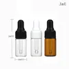 Mini bouteille d'huile essentielle vide 1 ml 2 ml 3 ml Flacons compte-gouttes en verre transparent ambré avec bouchon blanc noir Arjcc