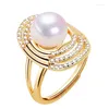 Wedding Rings MeiBaPJ 9-10mm Natural Semiround Pearls Light Luxury Ring Fine Fashion Weddings Jewelry For Women Wholesale