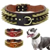 Dog Collars & Leashes 2'' Width Leather Collar Durable For Big Dogs Sharp Spikes Studded Medium Large Pet Pitbull German S2720