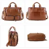 Briefcases Business Men Real Leather Big Bag Briefcase Office Bags Man Genuine 17 Inch Laptop Male Tote Handbag