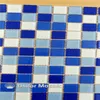 Carrelage mosaïque en verre et cristal bleu et blanc mélangé pour salle de bain et cuisine carrelage mural de piscine 25x25mm 4 mètres carrés par lo242U