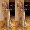 Sexig djup V-ringning Formell aftonklänningar 2020 Design Saudi Arabiska paljetter Prom Party Dress Gown Robe de Soiree Sexig Deep V-Neck Forma272n