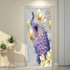 Pegatinas de pared Flor de pavo real Puerta Papel tapiz de animales Vida salvaje Floral PVC Autoadhesivo Mural Pegatina Hogar Baño Dormitorio Decoración Póster 230720