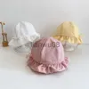 Kids' Sunblock Newborn Baby Hat Bow Solid Color Baby Sun Hat For Girls Boys Cute Princess Fisherman Caps 2023 Korea Style Kids Beach Caps x0809