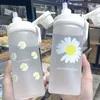 Weingläser Daisy Frosted Stroh Glas Wasserflasche Mode Große Kapazität Flaschen Outdoor-Sport Tragbare Studen Drinkware Tour