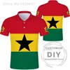 Herren-Polohemden Ghana-Poloshirt, DIY-kostenlose maßgeschneiderte Namens-Gha-Poloshirt-Nationsflagge Gh-Land-Republik-College-Druck-PO-Text-Kleidung 230720