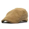 Berets 2023 Solid Sboy Caps Bomull Flat Peaked Cap Outdoor Men and Women Painter Beret Hats 26