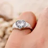 Wedding Rings Arrival Romantic Love Heart Shiny Crystal Platinum Plated Female Ring Hand Jewellery Accessories Gifts No Fade