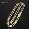 20mm Miami Cuban Link Chain Oro Argento Color Collana Bracciale Iced Out Crystal Rhinestone Bling Hip Hop Gioielli da uomo Collane3074