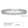 Rostfritt stål Multilayer Box Chain Armband för Mens Women Boys Fashion Bangle 8.8mm 8.26 -tums silver