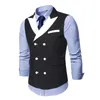 Men's Vests Business Clothing For Men Solid Patchwork Waistcoat Vest Groomman Wedding Blue Black Grey Shirt Accessories