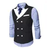 Heren Vesten Zakelijke Kleding Voor Mannen Effen Patchwork Vest Vest Stalknecht Bruiloft Blauw Zwart Grijs Shirt Accessoires