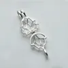 Lotus Flower Blossom Pendant Small Lockets 925 Sterling Silver Gift Love Wishing Pearl Cage 5 Pieces238h