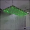 Pommeaux De Douche De Salle De Bains Pas Besoin De Batterie 24X31 Pouces Colorf Led Tête D'arrosage Contrôle De La Température 3 Changement De Couleur Éclairage De La Salle De Bain Dhg7Q