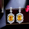 Charm Vintage Yellow Diamond Earring Ontwerper voor Woman Party AAA Kubieke Zirconia Zuid-Amerikaanse Koper Lange Womens Wed Long Dangle Oorbellen Mode-sieraden Cadeau