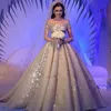 Abiti da sposa arabi sauditi di lusso Dubai Off The Shoulder Champagne Crystal Beaded Abiti da sposa con paillettes Vestido De Novia New Wed2206