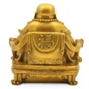 Öppning Pure Copper Maitreya Statue Decoration Dragon Chair Ping en Buddha Lucky Wealth Office Town Crafts3004