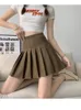 Kjolar jmprs khaki veckade mini kjol kvinnor sommar hög midja a-line y2k kjol student preppy stil dans faldas mujer skola 230720