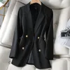 Trajes de mujer Traje de moda Blazer de mujer 2023 Blazers de manga larga Chaqueta corta delgada de primavera y otoño Abrigo de mujer Negro OAIRED