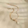 Charm Armband Aprilwell One Piece Splicing Wheat Chain Armband Anklet For Women Gold Plated Bohemian Pearl Elegant Cuff Armband Jewelry