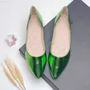 Klänningskor Lady Pearlescent Material Flats Pointy Toe Spogy Intersole For Tender Foot Wide Montering 33-48 Green Champagne Balerinas Rojas Mujer L230721