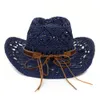 Sommer Western Hohl Stroh Cowboy Cowgirl Hut für Frauen Männer Im Freien Breiter Krempe Sonnenschutz Hut Hand-Woven Sombreros de Mujer