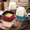 Tassen Untertassen Emaille Becher Ins Nordic Stil Quadratische Umweltfreundliche Keramik Trinkwerkzeug Mode Für Tee Milch Kaffeetasse Kreativität Großhandel