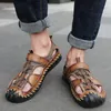 Sandalen Männer Marke Echtes Leder Sommer Casual Flache Sandalen Römischen Strand Schuhe Männliche Turnschuhe Niedrigen Keile Schuhe Große Größe 38-48 230720