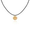 Pendant Necklaces INS 18k Gold Plated Scalloped Shell Necklace For Women Black Rope Cord Choker Fashion Jewelry Gift