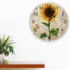 Relojes de pared Retro Flor Girasol Abeja Reloj redondo Diseño moderno Hogar Sala de estar Decoración Mesa de cocina para niños