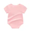 Neonati maschi Pagliaccetti di marca Tute a maniche corte per bambini in cotone Lettere stampate Tutine neonato con orso di cartone animato Abbigliamento per neonati