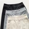 Pantalones vaqueros para mujer, 3 colores, sencillos, de cintura alta, informales, 2023, otoño temprano, perfil de doble botón, pantalones tobilleros de algodón puro que combinan con todo