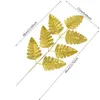 Flores decorativas 5pcs ouro folhas artificiais de seda eucalipto