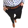 Мужчины простые официальные брюки для деловых костюмов Slim Fit