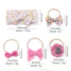 5 pièces/ensemble jolis nœuds bandeau pour bébé fille cheveux accessoires élastique Turban bandes de cheveux en Nylon nouveau-né femme infantile bandeau