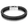 Шармовые браслеты Tyo Fashion Brained Leather Double Layer Bracelet Bracelet из нержавеющей стали аксессуары для заклинания украшения на день рождения подарок