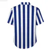 Men's Casual Shirts Nautical Design Loose Shirt Vacation Vertical Navy Stripes Casual Shirts Hawaiian Print Short-Sleeve Stylish Oversize Blouses L230721