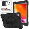 Roterande surfplatta PC-fodral för iPad 9.7 6 Pro 9.7 Silikonplast Hybrid Kickstand Rugged Armor Full Protection Anti-Chock Cover med handtag lång axelband